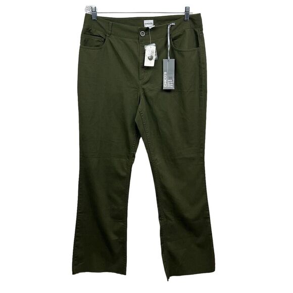Chico's Womens Chelsea Darlita Pants Stretch Embroidered Gems Pockets Green 2.5R - Picture 1 of 7
